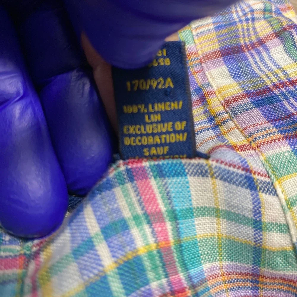 Polo Ralph Lauren Shirt Down Mens Small Plaid 100% Linen Classic Fit
